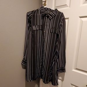 City Chic Black Stiped Blouse